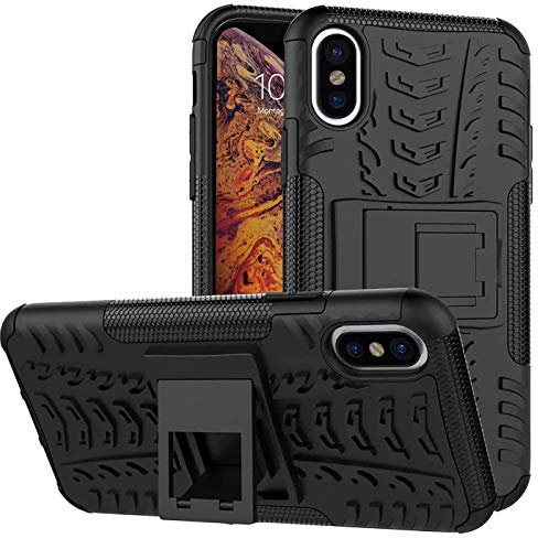 Verco Schutzhülle für iPhone X Hülle, iPhone XS Hülle Armor Outdoor Handyhülle für Apple iPhone X/XS Case Panzer Hardcase [Cover geeignet für Baustelle], Schwarz