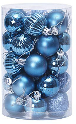Baumkugeln 34 Stück Christbaumkugeln Weihnachtskugeln, Morbuy Kunststoff Weihnachtsbaumkugeln Plastik Bruchsicher, Weihnachtsbaumschmuck Weihnachtsdeko (4cm,Eisblau)