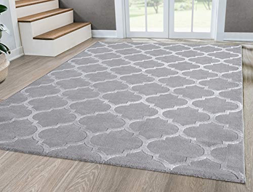 Mia's Teppiche Anna Wohnzimmer Teppich, Kurzflor, Grau, 160x230 cm