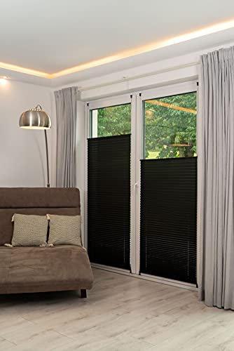 Khome Klemmfix-Plissee, Polyester, Schwarz, 75 x 210 cm