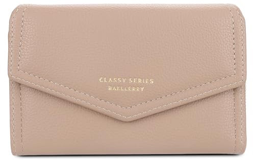 FORRICA Damen Geldbörse Elegant Kleine Brieftasche Reißverschluss Portemonnaie Multifunktion Kartenhalter Frauen PU Leder Geldbörsen Pink A