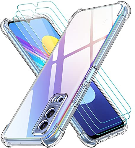ivoler Klar Hülle für Vivo Y52 5G / Vivo Y72 5G mit 3 Stück Panzer Schutz Glas, Dünne Weiche TPU Silikon Transparent Stoßfest Schutzhülle Durchsichtige Kratzfest Handyhülle Case