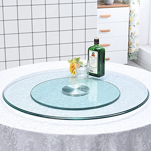 Plato Giratorio Lazy Susan Grande de Vidrio Templado, 60-120 cm Bandeja Plato de Mesa Giratorio Redonda, Soporte para Pastel de Postre, Transparente, Silencioso,60cm/23.6in