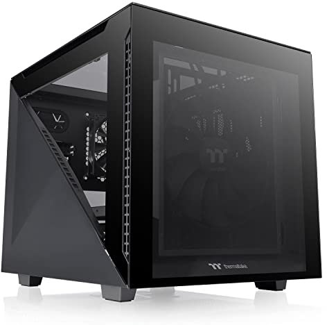 Thermaltake Divider 200 TG Black | Micro-ATX-PC-Gehäuse | 3 x gehärtetes 3mm Glasseitenteil | schwarz