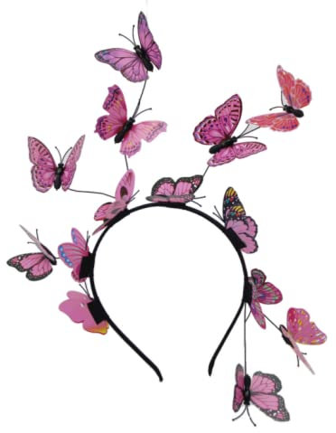 LEEMASING Haarreif für Damen und Mädchen, Party, Fee, Schmetterling, Stirnband, Tiara, Reifen, Fascinator für Schönheitswettbewerbe, Hochzeit, Abschlussball, Geburtstag (Rosa)