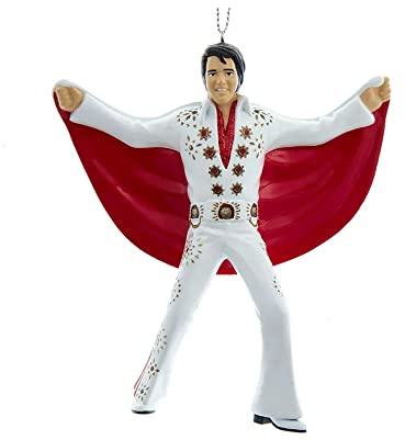 Kurt S. Adler Elvis im weißen Anzug mit rotem Umhang Ornament