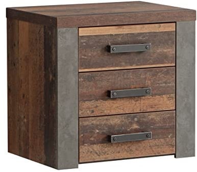 Newroom Kommode Old Wood Vintage und Betonoptik Sideboard Modern Industrial - 56,6x54,3x41,3 cm (BxHxT) - Barkommode Highboard - [Dally.Three] Wohnzimmer Wohnstube Büro
