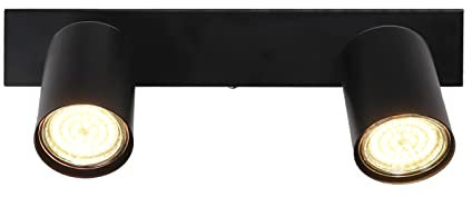 Yukojur Deckenlampe Schwarz,GU10 Deckenspots 2 Flammig Deckenlampe Wandstrahler Drehbar,Spot Lampe Deckenleuchte Wohnzimmerlampe für Schlafzimmer,Küche,Wohnzimmer(Ohne Leuchtmittel)