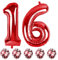 16th Birthday Balloons Red, 40 In Giant Digital Foil Number 1 and 6 Balloons with Confetti Balloons, Number 16 61 Balloons Self Inflating for Boys Girls Women Anniversary Party Decorations Supplies