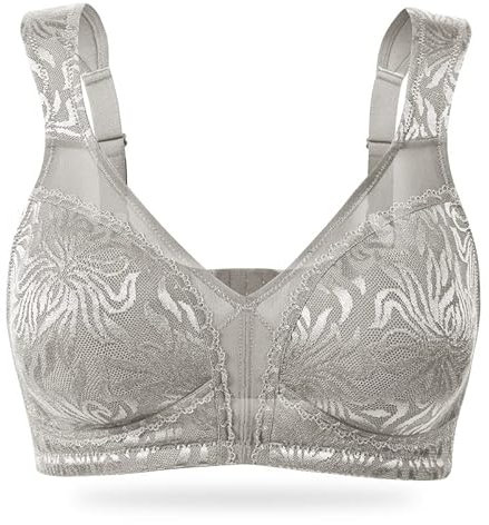 WingsLove Women's Full Coverage Bra Non Padded Comfort Minimiser Bra Wire-Free Bra Plus Size(Silver Grey 36G)