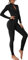 OEAK Damen Sport Jumpsuit Lang Eng Yoga Overall Langarm V-Ausschnitt Playsuits mit Reißverschluss Jogging Strampler Hosenanzug Trainingsanzug (Schwarz, M)