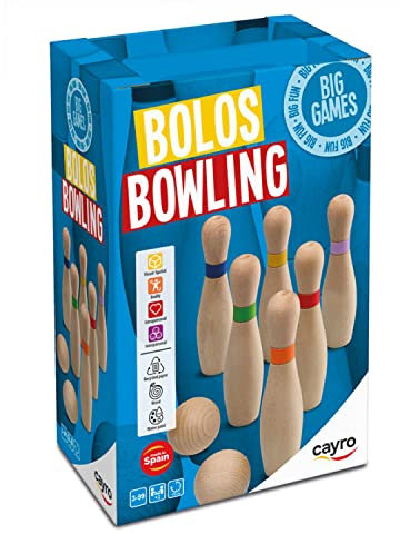 Cayro – Bowling – ab 3 Jahren – großes Holzmodell – lustiges Tischspiel – Kinder und Erwachsene – inklusive 6 Bowling-Pins und 2 Bällen – 2 bis 8 Spieler