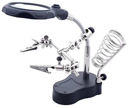 Loupe de bureau multifonction avec lampe LED et pince crocodile