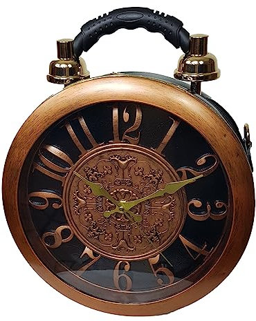Einkaufszauber Designer Handtasche mit echter Uhr Schwarz-Kupfer