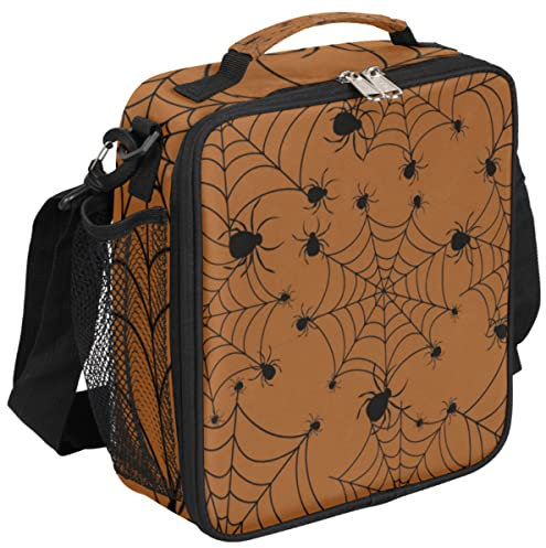 Lonchera de Halloween, lonchera de telaraña, bolsa de almuerzo aislada, bolsa térmica con correa de hombro ajustable extraíble para mujeres y hombres, oficina, picnic