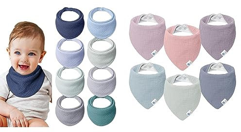 Lulu moon Lätzchen Baby Absorbierende Dreieckstuch & Lätzchen Baby Dreieckstuch Baby Musselin Halstuch Baby für Junge und Mädchen (6 Stück,Traum Einhorn)