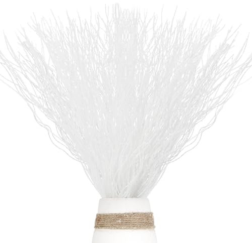 Kunjocy Lot de 10 tiges à paillettes pour sapin de Noël - 45 cm - Faux pics bouclés pour sapin de Noël, couronne, travaux manuels, vase, fête de mariage (blanc)