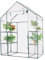 HOMASIS Serre de Jardin avec 6 Étagère en PVC Transparent, Serre d'Hivernage Cadre en métal avec Porte Roulante,Serre pour Légumes Plantes Fleurs , 143 x 73 x 195 cm, Blanc