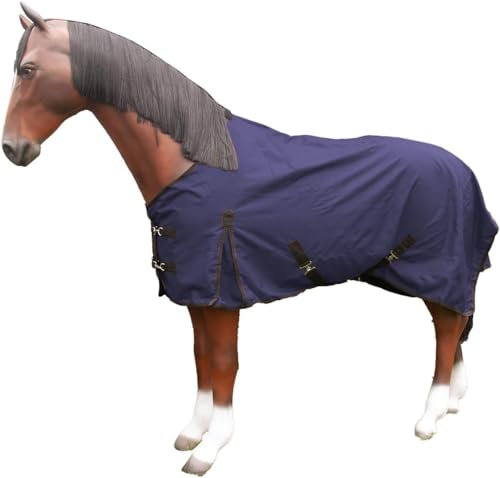 Brama-West Pferdedecke Regendecke -Rain- mit Highneck - 1680 DEN - wasserfest - Blau, Gr.145