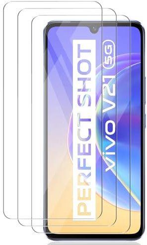 Zerrshoo Verre Trempé pour Vivo V21 5G Protection d'écran. 9H Anti-Rayures, 3 Pièces Vivo V21 5G Verre Trempé Protection d'écrane. HD Clair pour Vivo V21 5G Protecteur