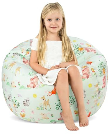 Decalsweet Animals Kids Bean Bag Chair-Cover Only-Large Stuffed Animal Storage Bean Bag for Girls Boys Indoor Outdoor (No Filling)