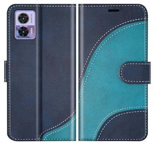 BoxTii Cover per Motorola Edge 30 Neo, Custodia in PU Pelle Portafoglio, Magnetica Cover a Libro con Slot per Schede per Motorola Edge 30 Neo, Blu