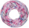 styleBREAKER Damen Loop Schal mit buntem Feder Muster, leichter sommerlicher Boho Schlauchschal mehrfarbig 01016239, Farbe:Pink-Blau