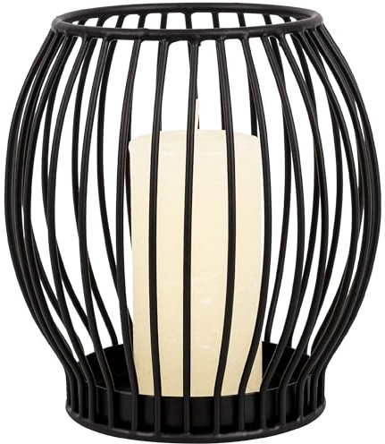 Gadgy Kerzenständer schwarz - Windlicht groß für Kerzen - Kerzenhalter schwarz - Laterne Wohnzimmer Deko - Metall Kerzen Deko - Windlicht schwarz - Laterne schwarz - 14,5 x 15 cm