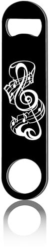 CREATCABIN Flacher Flaschenöffner Musiknote,Klinge,Bieröffner,Edelstahlöffner Für Bar,Kneipe,Barkeeper,Party,Dating,Camping,Küche,Geschenke Für Männer,Vatertag,Valentinstag,Geburtstag,Schwarz,17.8x4cm