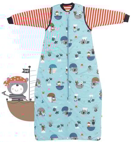 schlummersack Kinder Schlafsack Baby ganzjährig 150 cm Pirat | Ganzjahresschlafsack Baby mit Ärmel abnehmbar 2.5 Tog Baby Schlafsack ganzjährig | Ganzjahres Schlafsack Baby