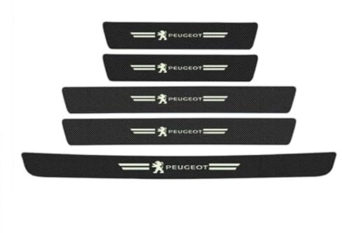 BFRDGE 5 Pcs Carbon Fiber Car Sill Protectors for Peugeot 208 2012-2024 & Peugeot Expert 2000-2024, Door & Bumper Surface, Black