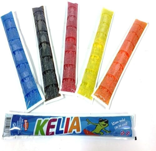 Flash Helado Kelia Sabores - Pack de 60 Polos Congelables | Sabores Variados: Cola, Naranja, Frambuesa, Limon y Fresa | Apto para Veganos | Ideal para este Verano | 60 Polos x 105 ml