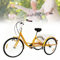 ARBGO 24 Zoll Dreirad für Erwachsene, 3-Rad-Cruiser-Fahrrad, 6 Gang Tricycle, Dreirad-Fahrrad for Erwachsene, mit Motorrad-Lampe Einkaufskorb und Reflektoren Einstellbare Geschwindigkeit Höhe (Gelb)