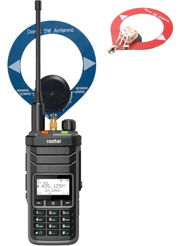 Radtel RT-860 Radio Amateur Multibanda HF UHF VHF Doble Banda con Recepción Am USB LSB CW CB LW MW SW SSB, 1024 Canales, Batería de 2000mAh, Carga Type-C (con Antenas SW/MW)
