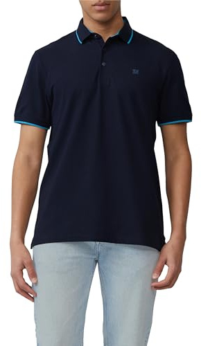 s.Oliver Herren Polo-Shirt – Regular Fit, Piqué-Baumwollstretch, Label-Print, Kontrastdetails
