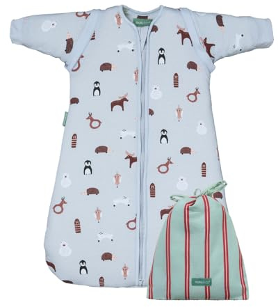 molis&co - Baby Schlafsack abnehmbare Ärmel und Socken. 2.5 TOG - Ganzjahres Schlafsack - Babyschlafsack Neugeborene - 100% Baumwolle (Oeko-TEX 100) - Premium Qualität - Winter Animals (6-12 Monate)