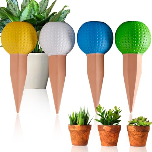 MKNZOME Bewässerungssystem, 4 Stück Tonkegel Bewässerung Zimmerpflanzen Selbstbewässerung Wasserspender Pflanzen Ton Bewässerungskugeln Pflanzen Bewässerung Urlaub für Garten Balkon Pflanze Blumen