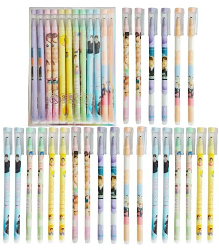 TURYYUER BTS Merch BTS 24 Stifte Set – 6 verschiedene BTS Designs, je 4 Stifte pro Design, Perfektes BTS Merch für Kpop Fans