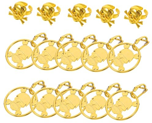 YARNOW 1Satz Vintage Halloween Ringe Dekorative Fingerringe Und Ohrstecker Aus Piratenschädel Design Ohrringe Ringe Für Kostümparty Und Dekoration