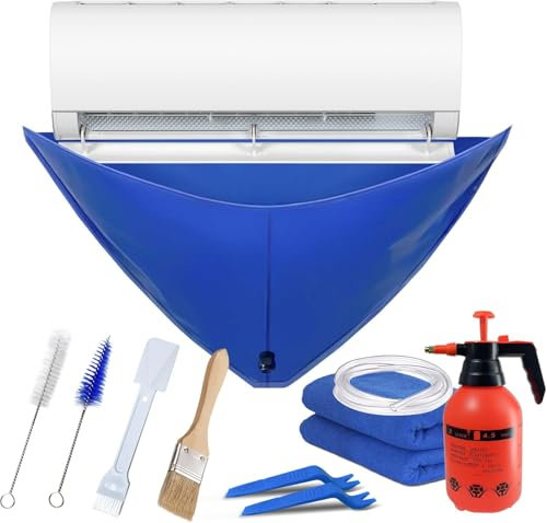 Lot de 12 mini kits de nettoyage split - Sac de nettoyage étanche pour climatisation avec tuyau d'évacuation et plaques de support - Kit de nettoyage mural pour climatisation
