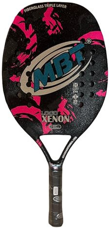 MBT LOGO XENON, Racchetta Beach Tennis Fibra di Vetro - Superficie ruvida - Eva Soft – Leggera e Bilanciata – Profilo 20 mm - Custodia inclusa