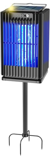 Zapper solaire anti-insectes d'extérieur étanche avec support de sol, sans fil avec lumière éclairée, tueur de moustiques rechargeable 5000 mAh