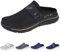 AMOUSDRDR Sandales de sport orthopédiques à enfiler pour homme - Soutien respirant - Pour pieds diabétiques - Baskets légères dos nu, Noir , 42 1/3 EU