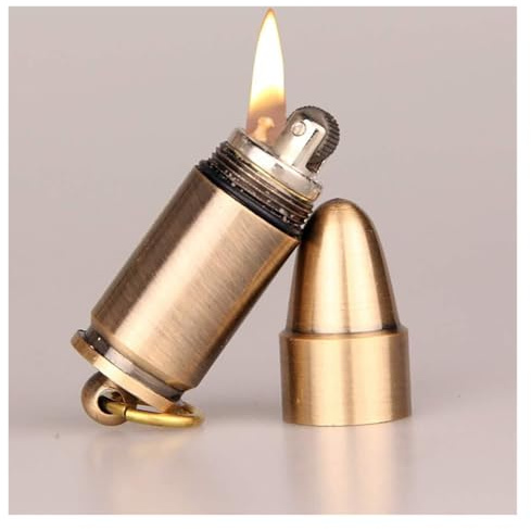 UWCORAHDO Vintage Trench Kerosin Feuerzeug, Tragbares Metallfeuerzeug nachfüllbar, Geschenk for Ehemann Vater (Kraftstoff Nicht enthalten)(B- Bullet)