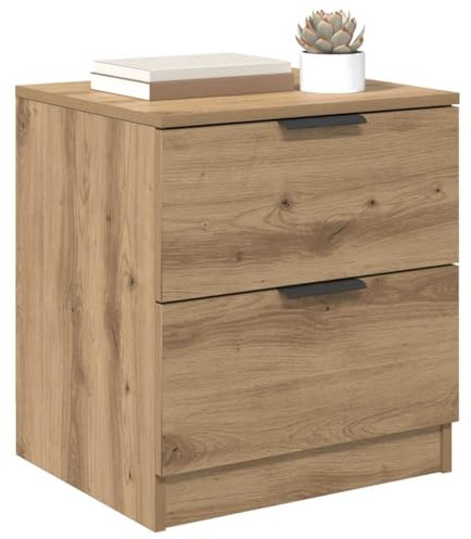 vidaXL Bedside Cabinet with Drawer 2 pcs Artisan oak 45 x 39 x 50 cm, Modern Rectangular Nightstand, Compact Storage Table, Elegant Bedroom Furniture, Functional Side Cabinet for Living Room