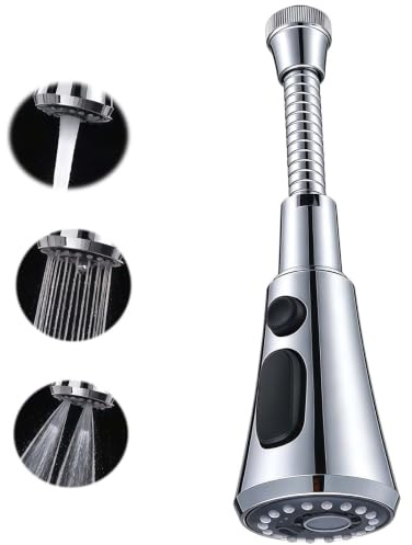 Tap Extender for Kitchen Sink, Kitchen Tap Spray Head Attachment, 360° Rotatable Faucet Extender Faucet Aerator Sink Tap Attachment with 3 Spray Modes Suitable for Kitchens Bathrooms