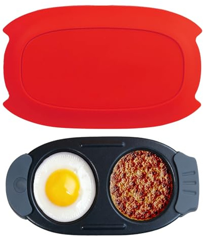 KINDLUME Cuoci Uova Microonde, Contenitore per Microonde, Padella per Frittata, Cuociuova, 2-in-1 Cuocitore di Uova per Uova in Camicia, per Colazione Veloce, Pranzo, Uso in Ufficio