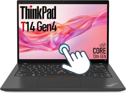 Lenovo ThinkPad T14 Gen 4 Touchscreen Laptop, 14 Zoll FHD Notebook, Intel Core i5-1345, 16 GB RAM, 512 GB SSD,US QWERTY Tastatur, Windows 11 Pro (Generalüberholt)