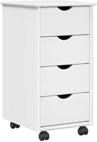 vidaXL Rollschrank 34 x 39 x 65,5 cm Massivholz Kiefer Weiß