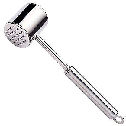 Fleischklopfer, Fleischhammer, YOCZOX Schnitzelklopfer, Steakhammer, Multifunktional Hammer aus 18/10 Edelstahl mit glatten, gezackten Bearbeitungsflächen, ausreichendem Eigengewicht, Silber